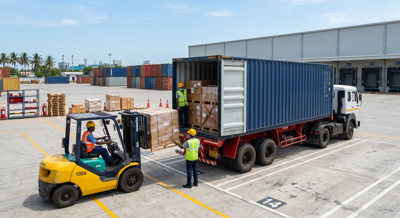 Full Truck Load (FTL) service loading at the Bikaner logistics yard